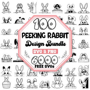 Peeking Rabbit Svg Bundle |Happy Easter Svg |Peeking Animal Svg |Cute Rabbit Face Svg |Bunny Outline Svg |Cute Bunny Svg |Bunny Silhouette