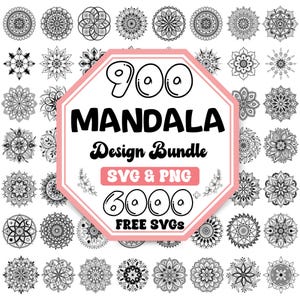 900 Mandala Svg / Disegni vettoriali di Mandala / Mandala Png / Grafica dettagliata per Cricut e Silhouette / Motivi intricati / Pacchetto Mandala Svg