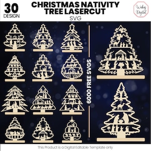Laserskuren SVG-bunt för julgran | Ornamentdekor (digital nedladdning)