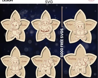 Christmas Star Ornament SVG Bundle | Laser Cut Pendant Designs (Digital Download)