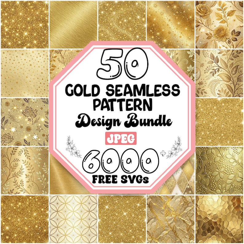 Gold Seamless Pattern Bundle |printable Digital Pattern |gold Wrapping ...