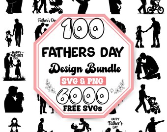 Paquete de siluetas SVG para el Día del Padre / Silueta de papá SVG / Silueta de niños SVG / Amor entre padre e hijos SVG / Padres e hijos SVG / Niños juguetones SVG