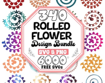 Paquete de 340 plantillas SVG de flores enrolladas: Plantillas de flores de papel (Descarga digital)