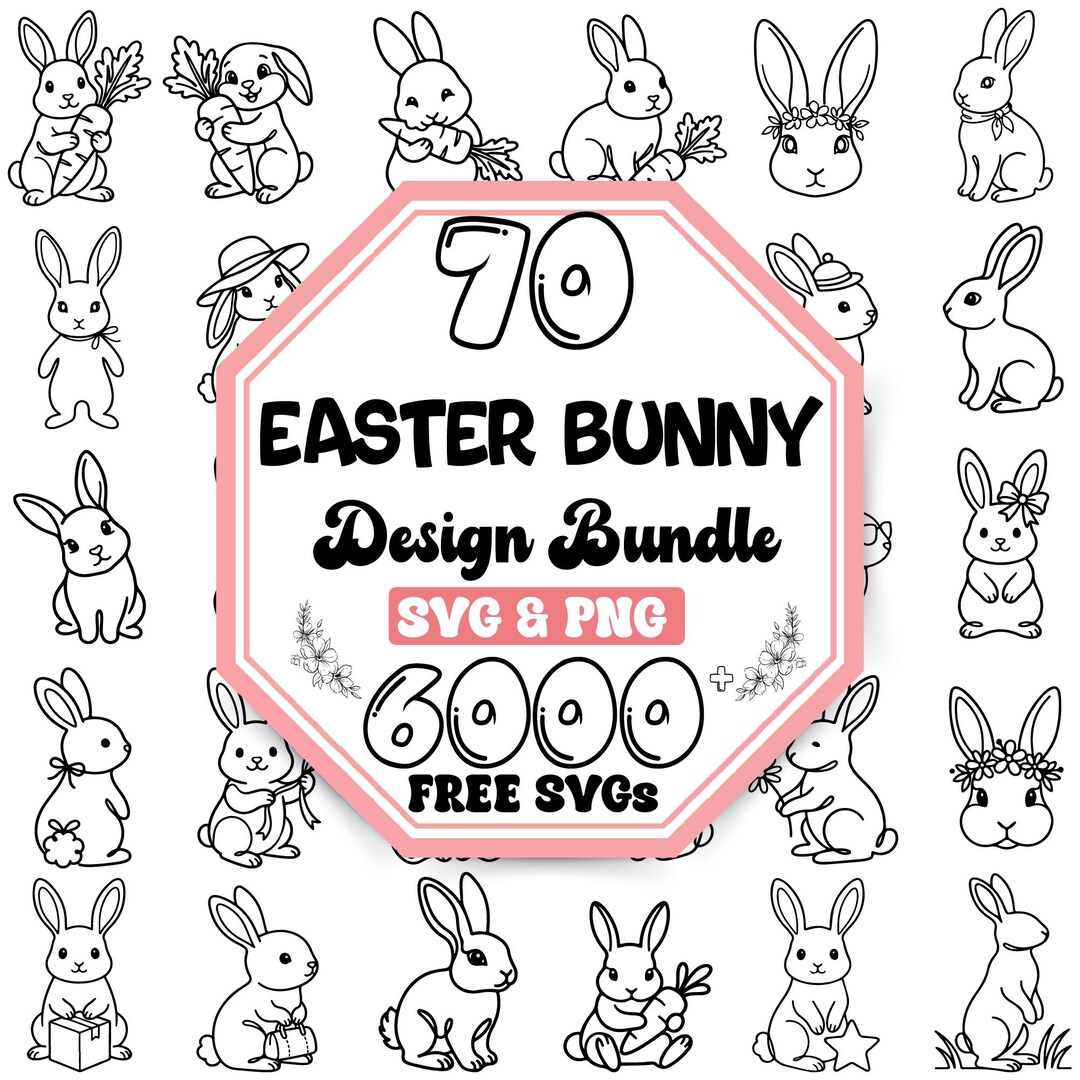 Easter Bunny SVG Bundle |easter Bunny Outline Svg |happy Easter Svg ...