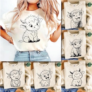 Highland Cow Png Bundle |Valentine&#39;s Day Cute Cow Png |Valentines Coquette Png |Baby Highland Cow Png |Cute Highland Cow Sublimation Designs