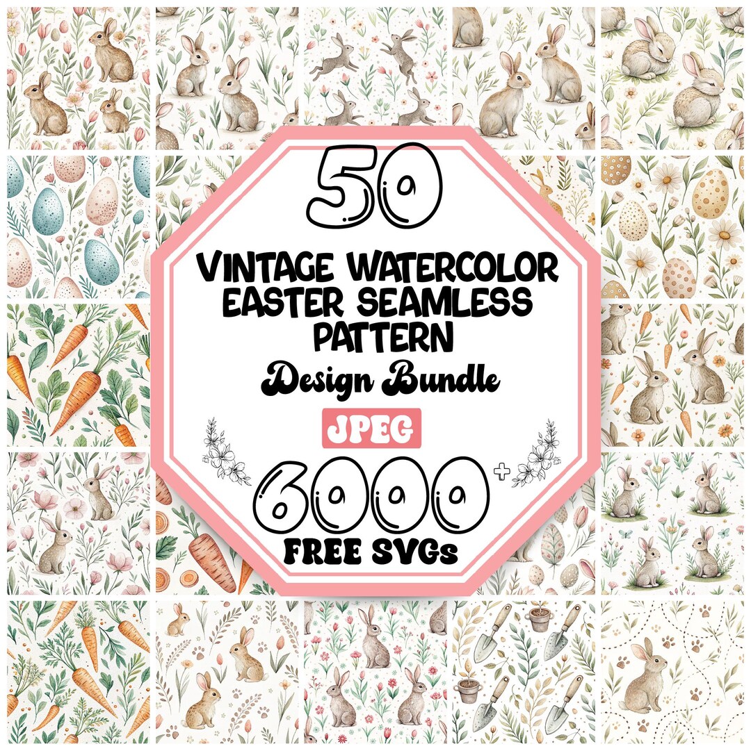 Watercolor Easter Seamless Pattern Bundle |printable Digital Pattern ...