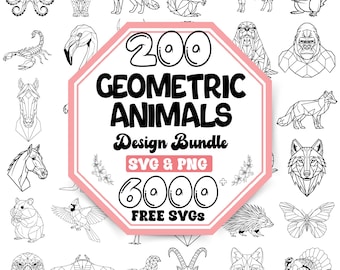 Pacote de Animais Geométricos em SVG | SVG de Animais Modernos | SVG de Contornos de Animais | SVG de Animais Selvagens Geométricos | SVG de Urso Geométrico | SVG de Leão Geométrico