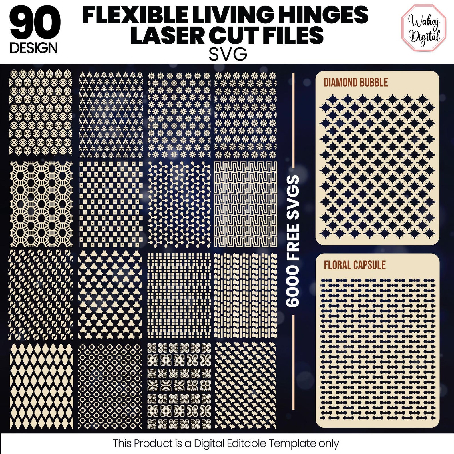Flexible Living Hinges Laser Cut Files: DIY Wooden Patterns (digital ...