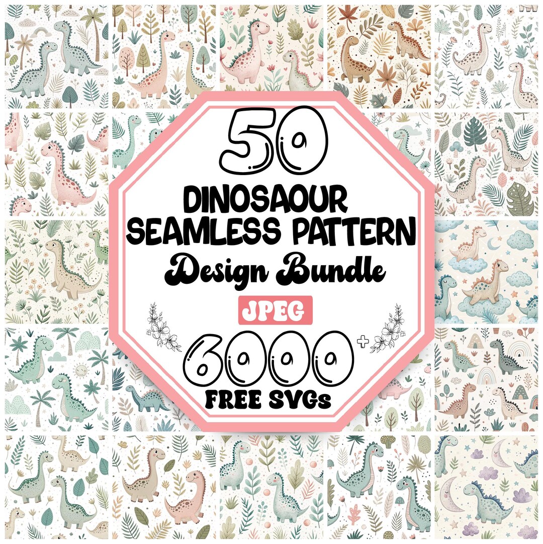 Dinosaur Seamless Pattern Bundle |printable Digital Pattern |dinosaur ...