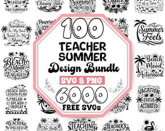 教師向け夏休みSVGバンドル｜教師の名言SVG｜夏の格言SVG｜教師の格言SVG｜夏の雰囲気SVG｜教師の休暇SVG｜学年末