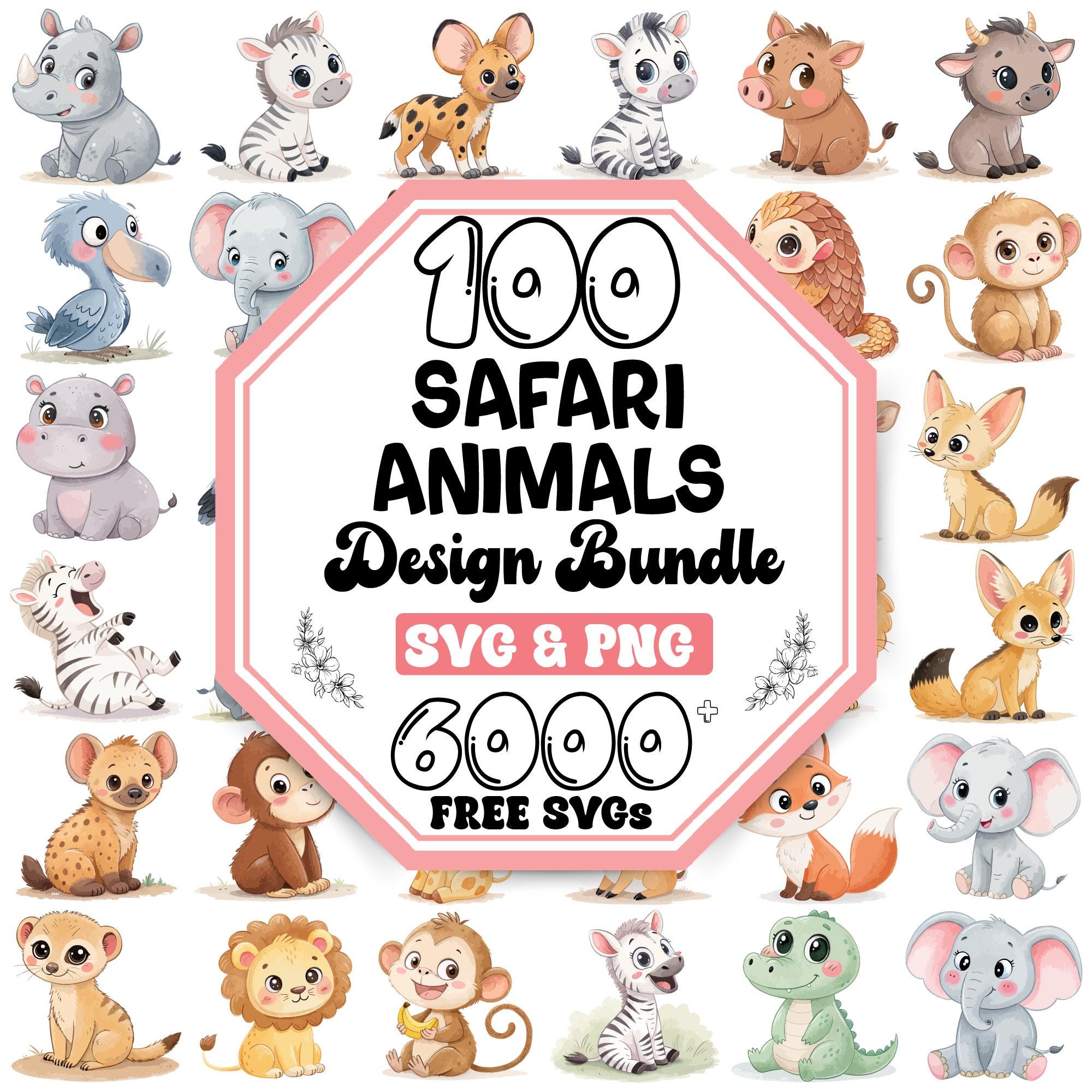 Safari Animals SVG Bundle: Jungle & Farm Designs (digital Download) - Etsy