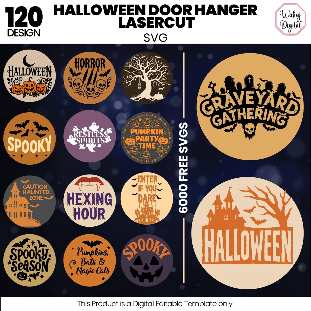 Halloween Door Hanger Svg Bundle |halloween Season Sign Svg |halloween ...