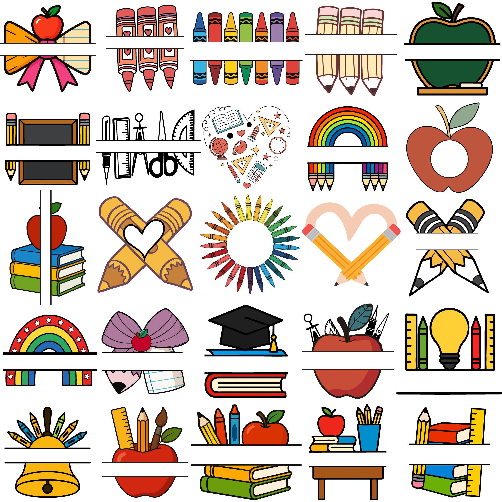 Teacher Monogram SVG Bundle | School Apple Designs (digital Download ...