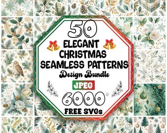Paquete de elegantes diseños navideños sin costuras / Papel digital imprimible / Papel de fondo navideño / Papel de regalo navideño / Papel para manualidades