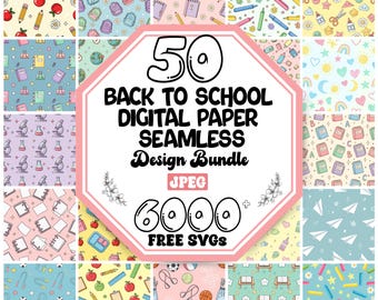 Back To School Seamless Pattern Digital Paper Bundle (Digital Download)
