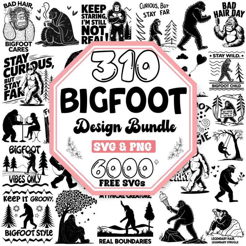 Bigfoot SVG Bundle: Sasquatch Graphics, Camping & Mountain Designs ...