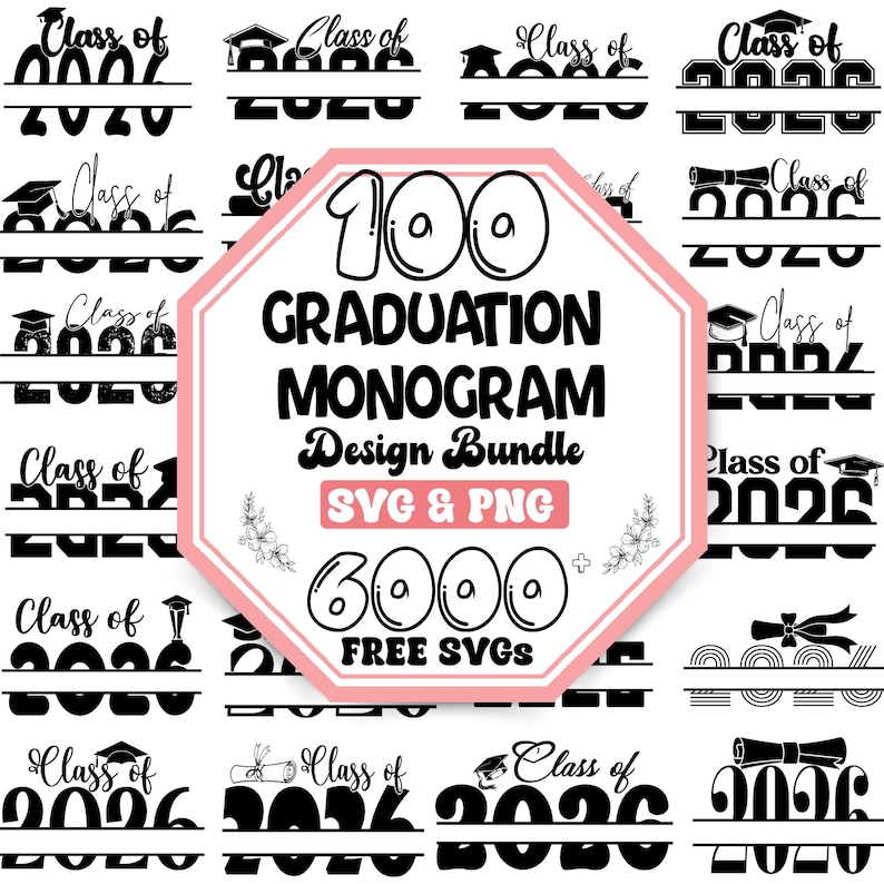 Octagonal Graduation Caps Graduation Monogram Svg Bundle |senior Svg |senior Class Svg |name ...
