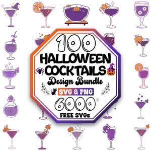 Halloween-Cocktails SVG-Bundle | Handgezeichnete Getränke SVG | Halloween-Partygetränke SVG | Gruselige Partydeko SVG | Partydekorationen SVG | Geistergetränke