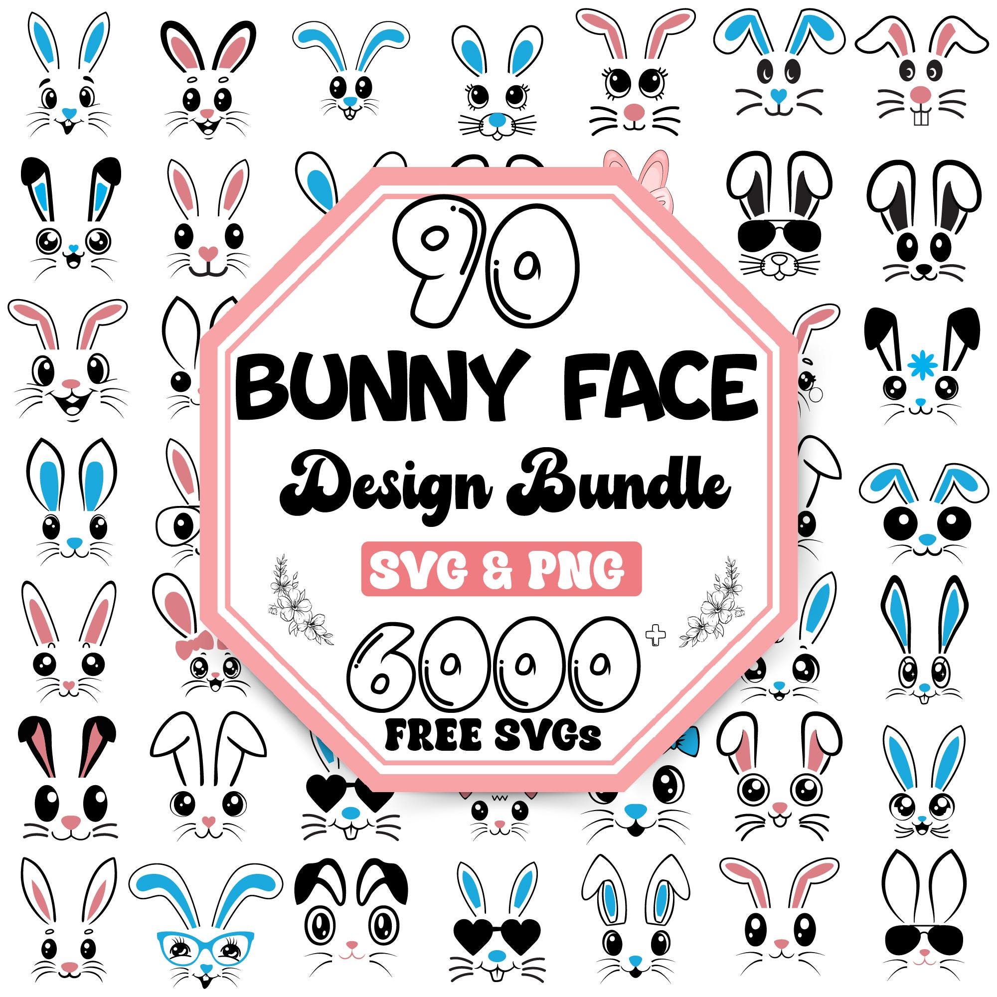 Bunny Face SVG Bundle | Easter Designs (digital Download) - Etsy