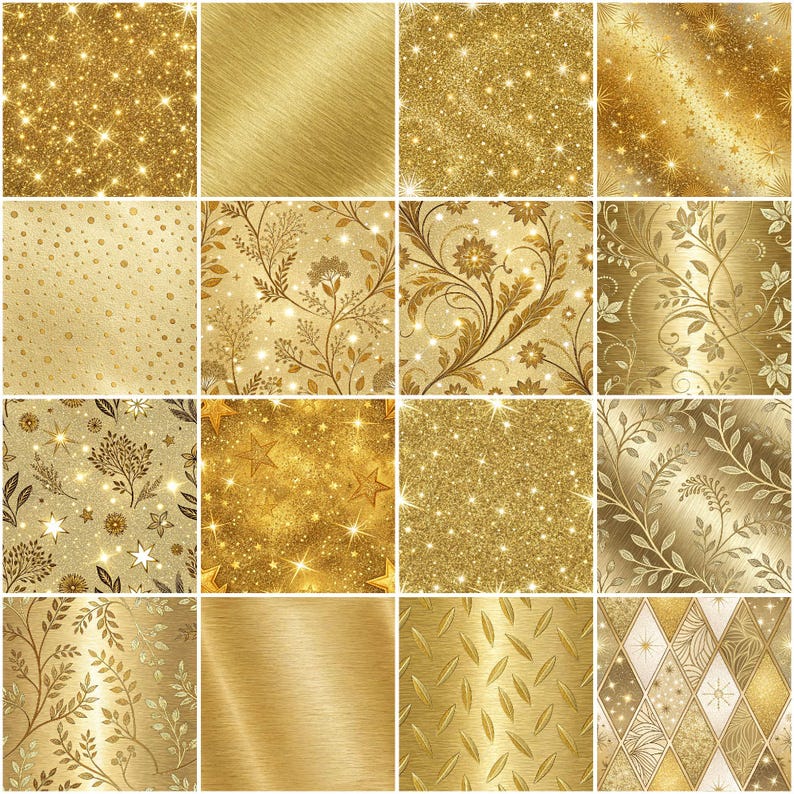 Gold Seamless Pattern Bundle |printable Digital Pattern |gold Wrapping ...