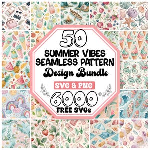Summer Vibes Seamless Pattern Bundle |Crafting Digitales Papier |Sommer Geschenkpapier |Bedruckbares digitales Papier |Summer Vibes Digitaler Hintergrund