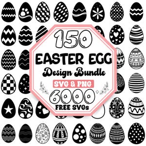 Easter Egg Svg Bundle | Egg Silhouette Svg Files | Happy Easter Svg | Bunny Egg Svg | Easter 2025 | Cute Easter Egg Vector
