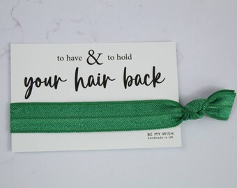 Elastic hair tie, Forest Green wrist band, bride tribe elastic, hen party favours, hen, bachelorette party, hair accessories, hen party bags