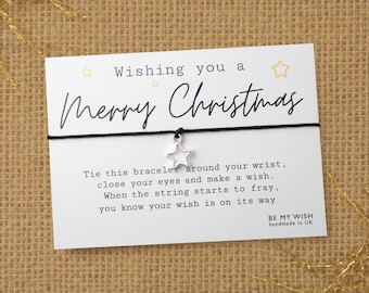 BULK, Christmas Wish Bracelets, Card, Wish Bracelet, Biodegradable Cellophane, PTA school order, Bulk order, School gift,  Stocking fillers