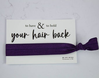 Elastic hair tie, Dark Purple wrist band, bride tribe elastic, hen party favours, hen, bachelorette party, hair accessories, hen party bags