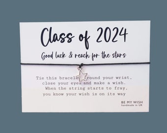 Star Class of 2024 school leavers gift, wish bracelet, personalised, gift for pupils, university, college, school leavers, class 24, student