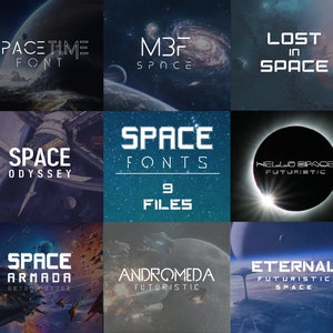 9 Space Fonts Bundle Canva Fonts, Cricut Fonts, Procreate Fonts, Branding Fonts, Commercial Use