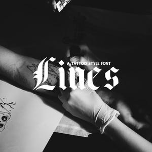 Lijnen tattoo-stijllettertypen "TTF, WOFF, WOFF2, PS, inclusief formaten"-lettertypen voor Cricut, Cricut-lettertypen, Procreate-lettertypen, lettertype voor commercieel gebruik