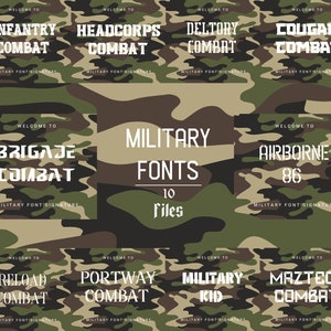10 Military Fonts Bundle Canva Fonts, Cricut Fonts, Procreate Fonts, Branding Fonts, Commercial Use
