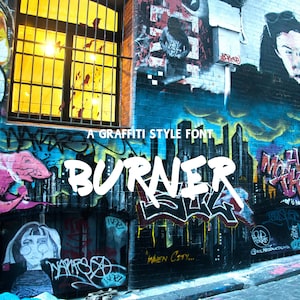 BURNER Graffiti Font &quot;TTF, WOFF, WOFF2, Formats Included&quot; Font for Cricut, Cricut Font, Procreate Font, Branding Font, Street Font