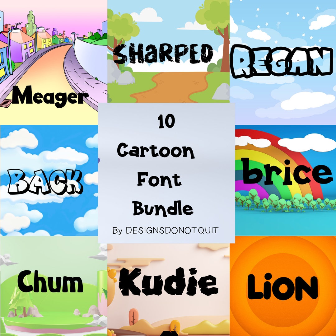 10 Cartoon Font Bundle Canva Fonts, Circuit Fonts, Procreate Fonts