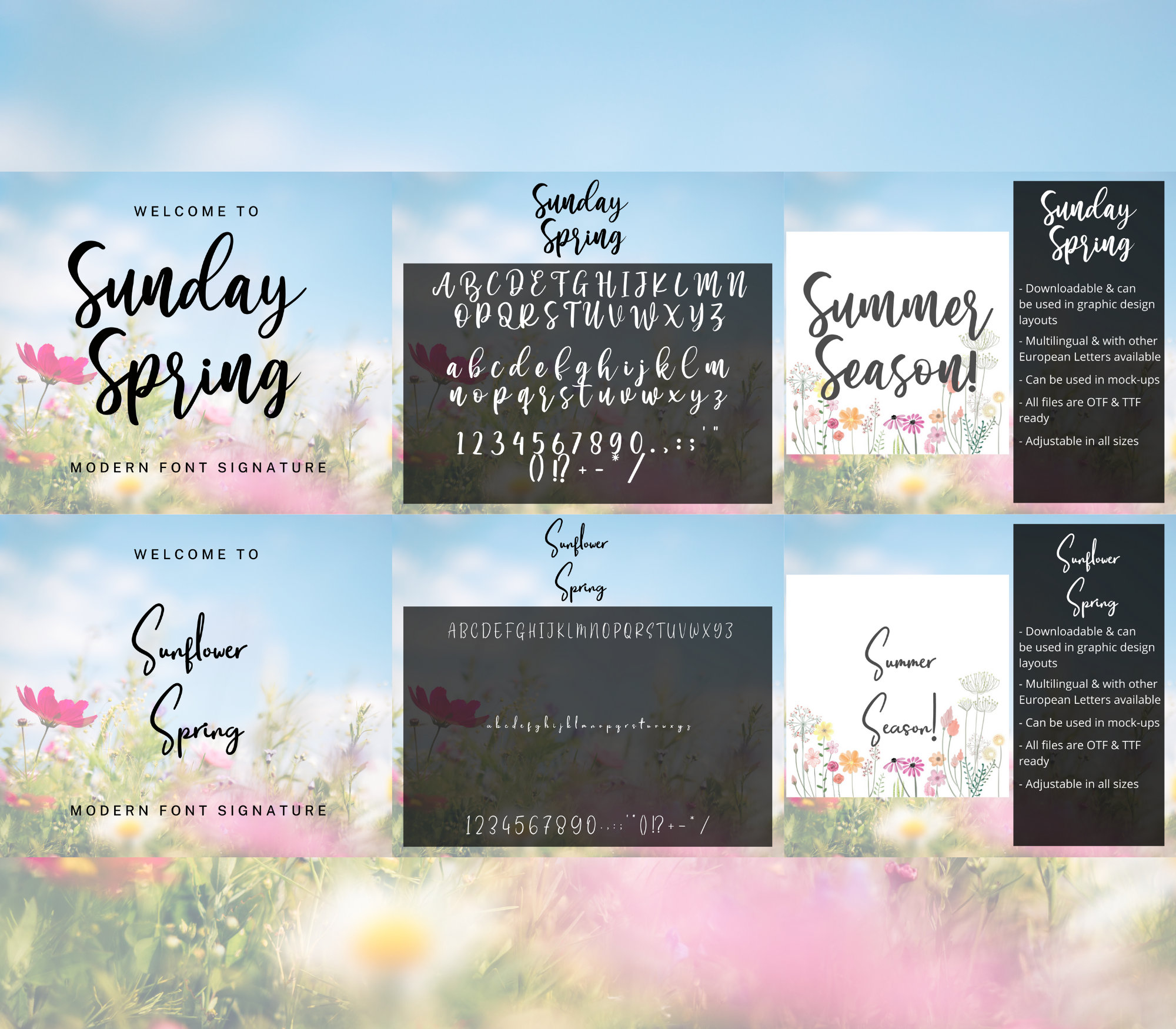 10 Spring Fonts Bundle Canva Fonts, Cricut Fonts, Procreate Fonts ...