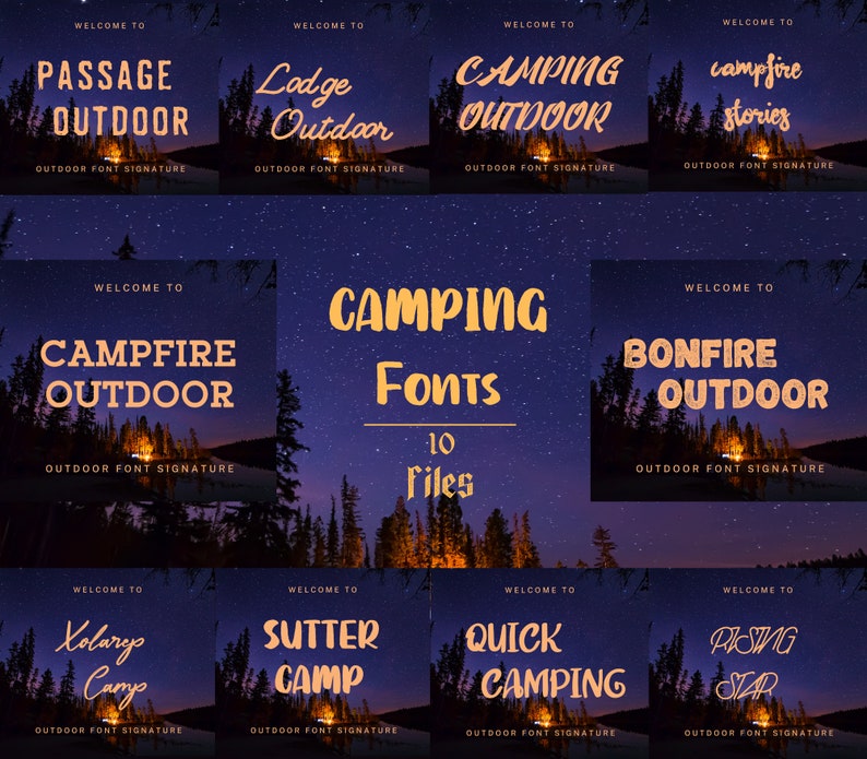 10 Outdoor Fonts Bundle Canva Fonts, Cricut Fonts, Procreate Fonts