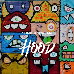 HOOD Graffiti Font &quot;TTF, WOFF, WOFF2, Formats Included&quot; Font for Cricut, Cricut Font, Procreate Font, Branding Font, Street Font
