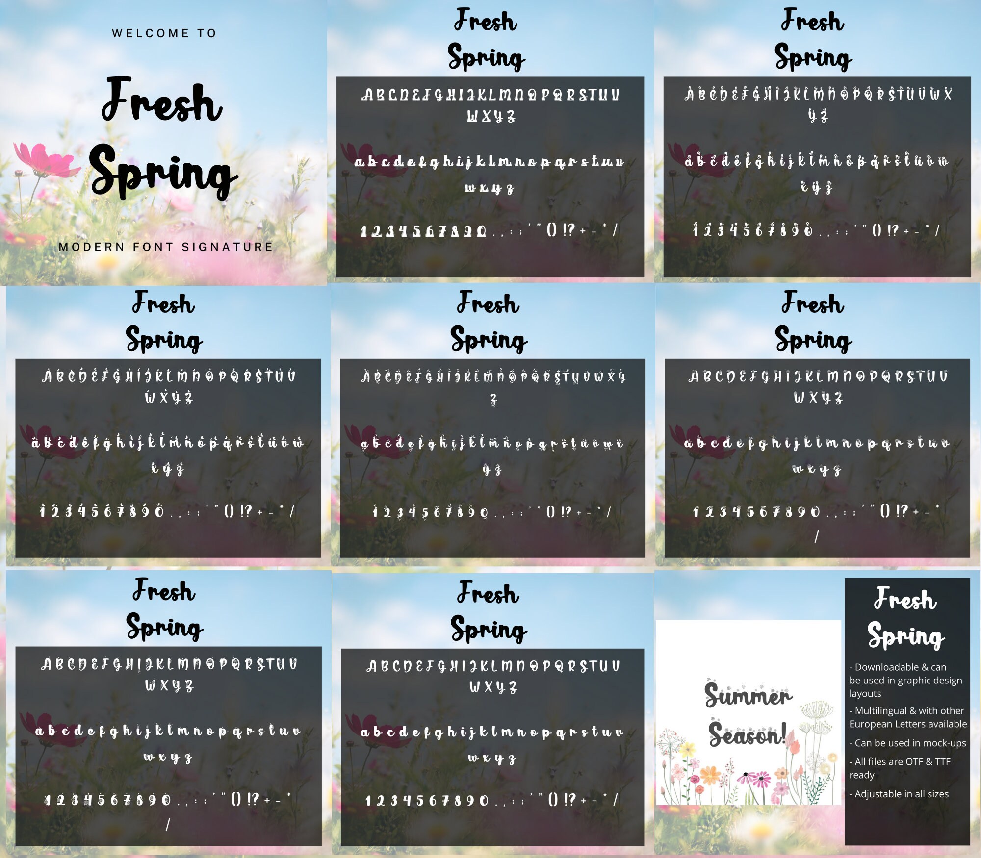 10 Spring Fonts Bundle Canva Fonts, Cricut Fonts, Procreate Fonts ...
