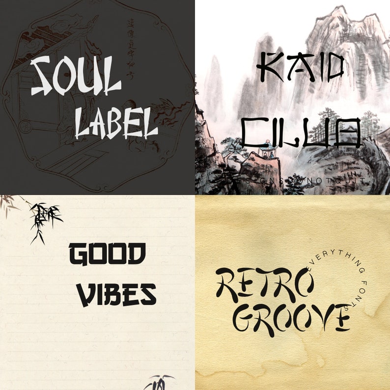 8 Japanese Fonts Bundle Canva Fonts, Cricut Fonts, Procreate Fonts