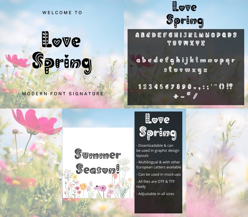 10 Spring Fonts Bundle Canva Fonts, Cricut Fonts, Procreate Fonts ...