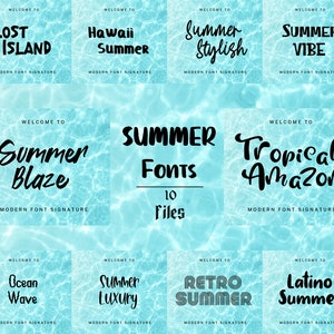 Pacchetto di 10 font estivi Font Canva, Font Cricut, Font Procreate, Font di branding, Uso commerciale