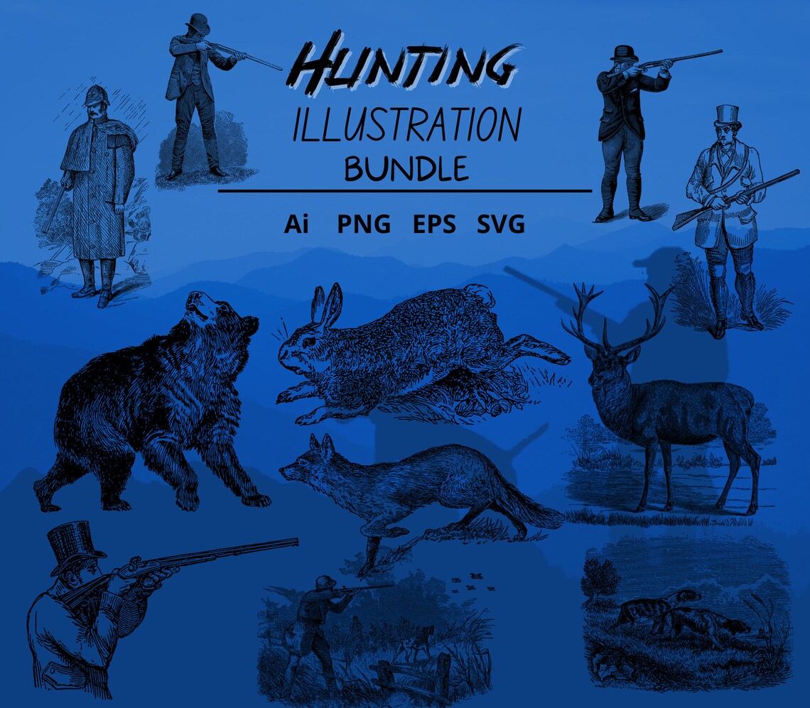 Hunting Illustration Bundle ai, PNG, EPS, SVG, Pdf - Etsy