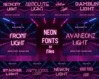 10 Neon Fonts Bundle Canva Fonts, Cricut Fonts, Procreate Fonts,  Commercial Use &quot;The NEON Effect MUST BE Added in the software you use&quot;