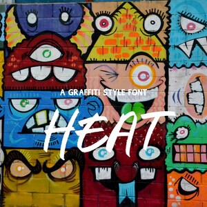HEAT Graffiti Font &quot;TTF, WOFF, WOFF2, Formats Included&quot; Font for Cricut, Cricut Font, Procreate Font, Branding Font, Street Font