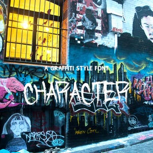 CHARACTER Graffiti Font &quot;TTF, WOFF, WOFF2, Formats Included&quot; Font for Cricut, Cricut Font, Procreate Font, Branding Font, Street Font