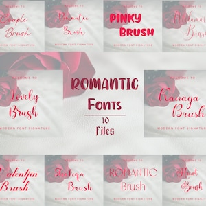 Pacote de 10 fontes românticas Fontes Canva, fontes Cricut, fontes Procreate, fontes de marca, uso comercial