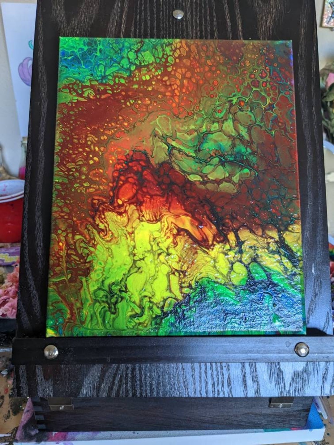 Acrylic Pour Painting "rainbow Wave" Fluid Art on Canvas - Etsy