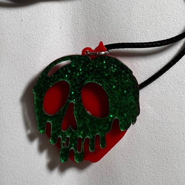 Poison Apple Necklace - Witch Magic Mirror Glitter Red Green Dripping Evil Baddy Baddie Baddies Halloween Costume Cosplay Thick Good Quality