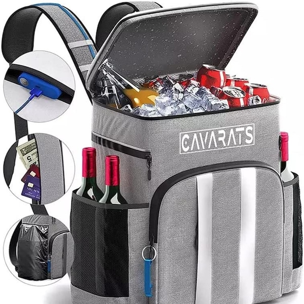 CAVARATS 35 L Insulated Backpack - Keeps 54 Cans Cool for up to 24 Hours - Waterproof and Lightweight Picnic, Hiking and Beach
